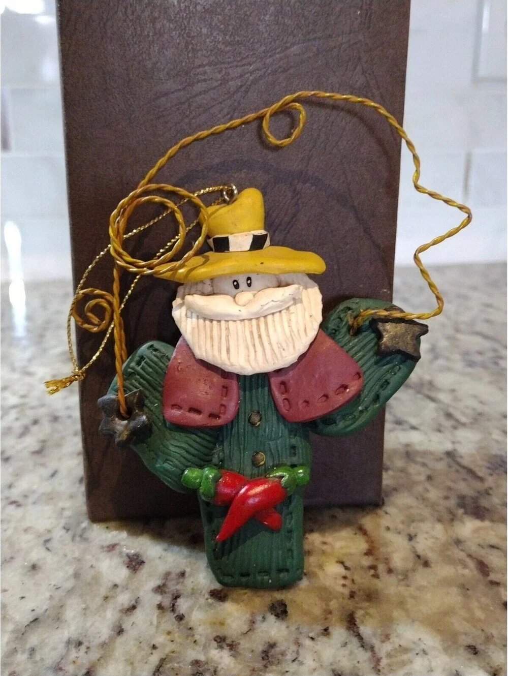 Western Cowboy Christmas Ornament Santa Claus Lasso Hot Chili Pepper 5” Y'all